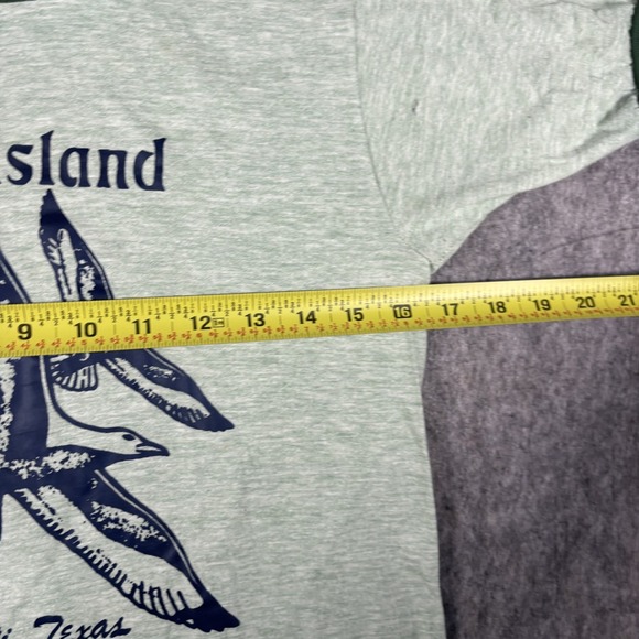 Vintage 1980s South Padre Island Ringer T-Shirt Men's Small Green‎ Nature Texas - Picture 4 of 8